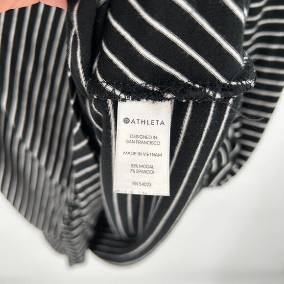 ATHLETA Black White Striped La Palma Sleeveless Stretch Bodycon Mini Dress XL - Picture 7 of 7